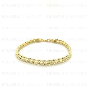 10K Yellow Gold Double Rope Chain Bracelet, 7.25&quot;, Real Gold Bracelet, Women Gold Bracelet, Ladies Bracelet