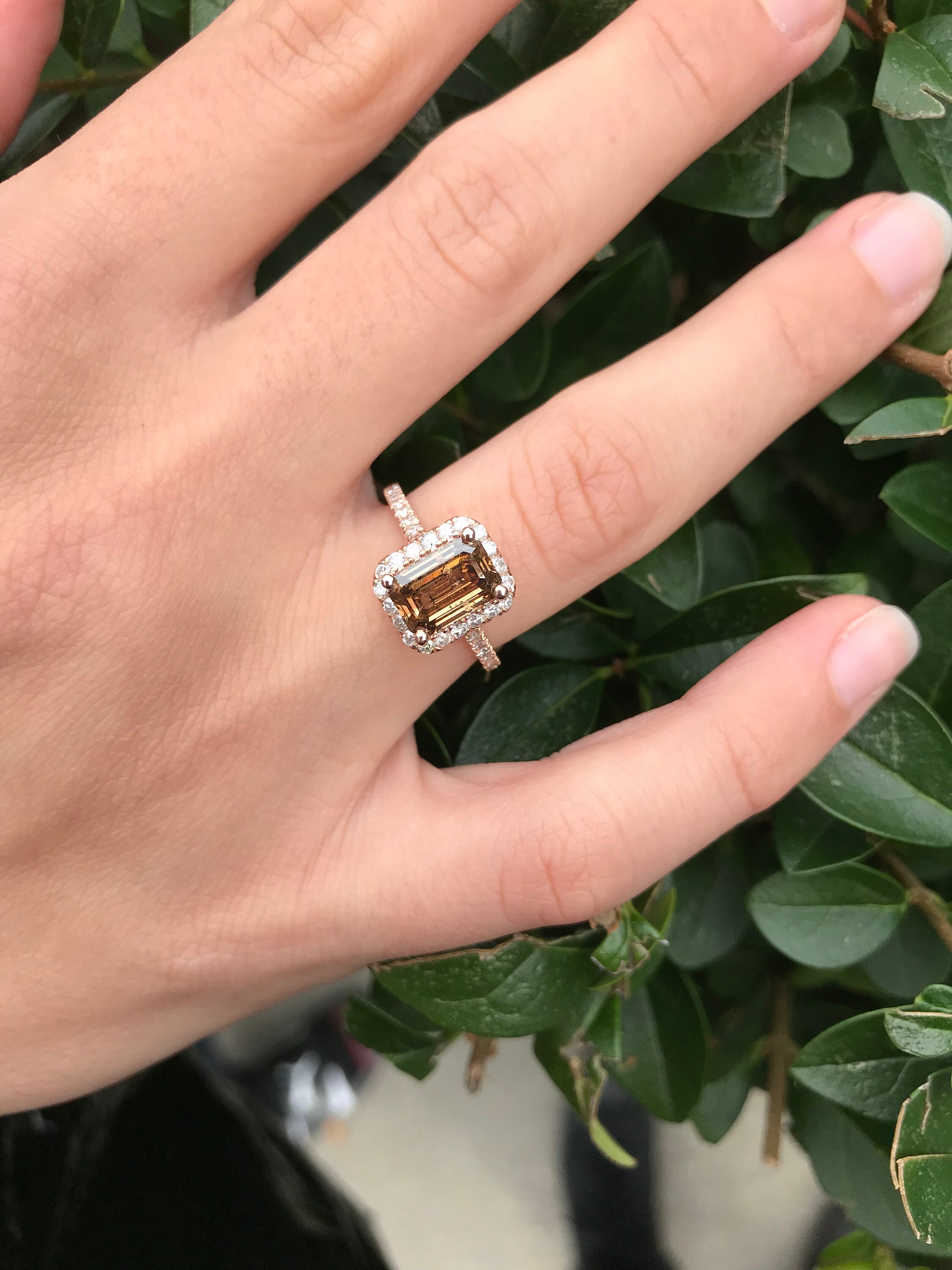 3.04 CT Emerald Cut Chocolate DIAMOND Engagement Ring 14K Etsy