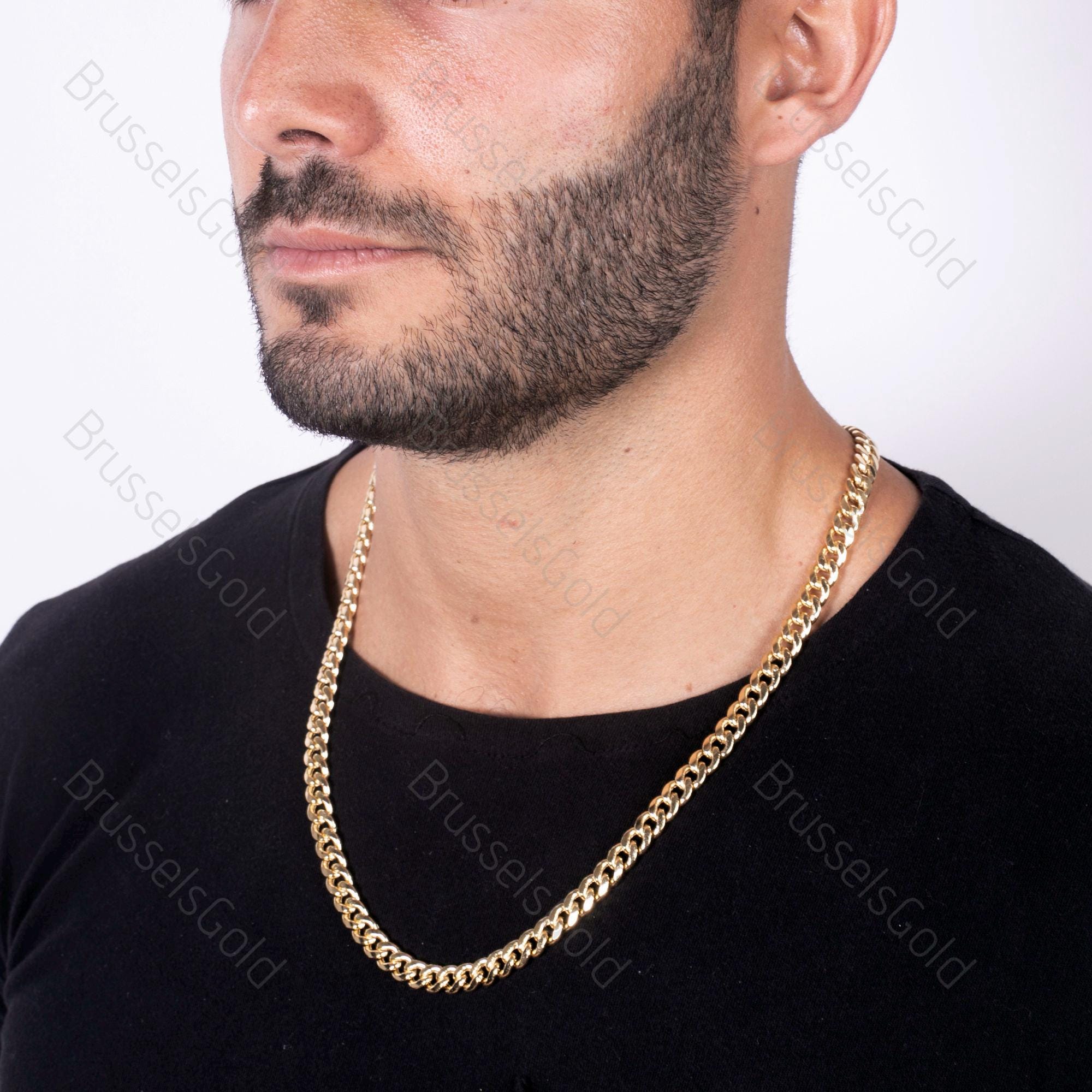 Collana Hip Hop 20 Pollici Collana Girocollo Cubana Uomo In Finitura Oro 14 Kt Lunghezza 20 Pollici Maglia - Foto 8