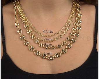 6mm Puffed Mariner Anchor Link Chain Necklace REAL 10K Yellow Gold
