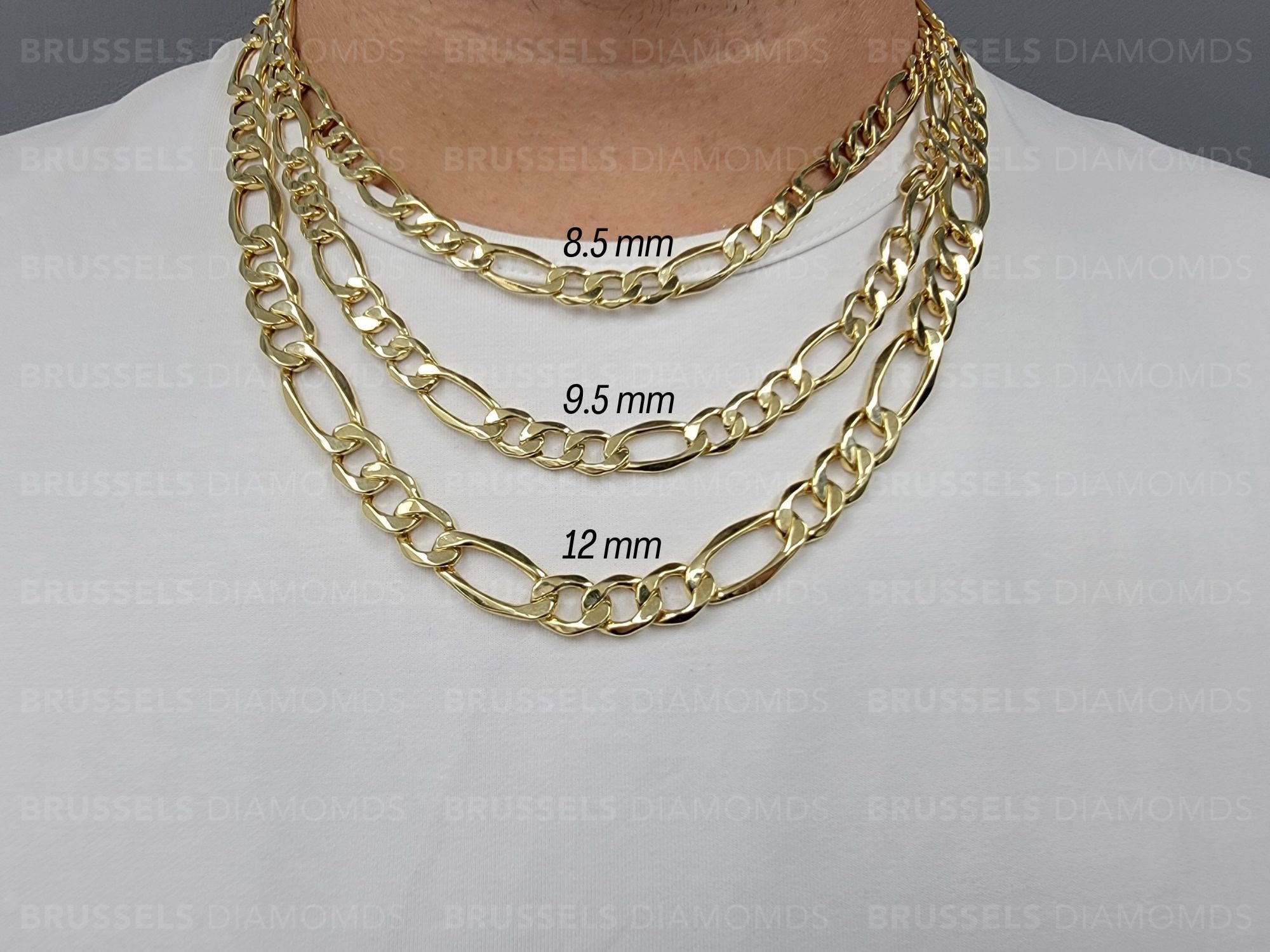 10K Yellow Gold Figaro Link Chain Necklace 7mm 8.5mm 9.5mm - Etsy