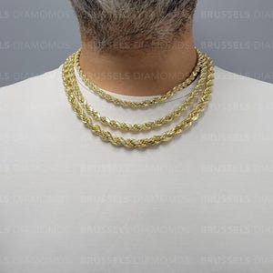 10K Real Yellow Gold Rope Chain Necklace, 7MM 8MM 9MM Thick, 18&quot; 20&quot; 22&quot; 24&quot; 26&quot; 28&quot; 30&quot; Inch, Real Gold Chain, Diamond Cut Chain, Men Women
