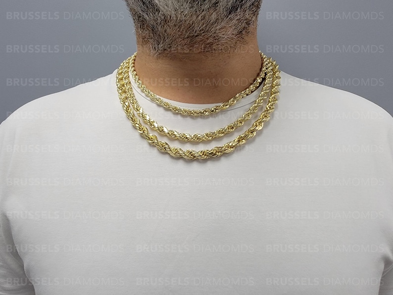 10K Real Yellow Gold Rope Chain Necklace, 7MM 8MM 9MM Thick, 18" 20" 22" 24" 26" 28" 30" Inch, Real Gold Chain, Diamond Cut Chain, Men Women image 1