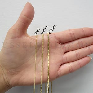 10Kソリッドゴールドチェーン、厚さ1mm～1.4mm、16インチ、18インチ
