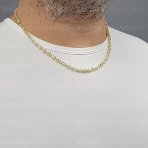 10K Solid Yellow Gold Turkish Rope Chain Necklace, 2.5MM 3MM 3.5MM 4 ...