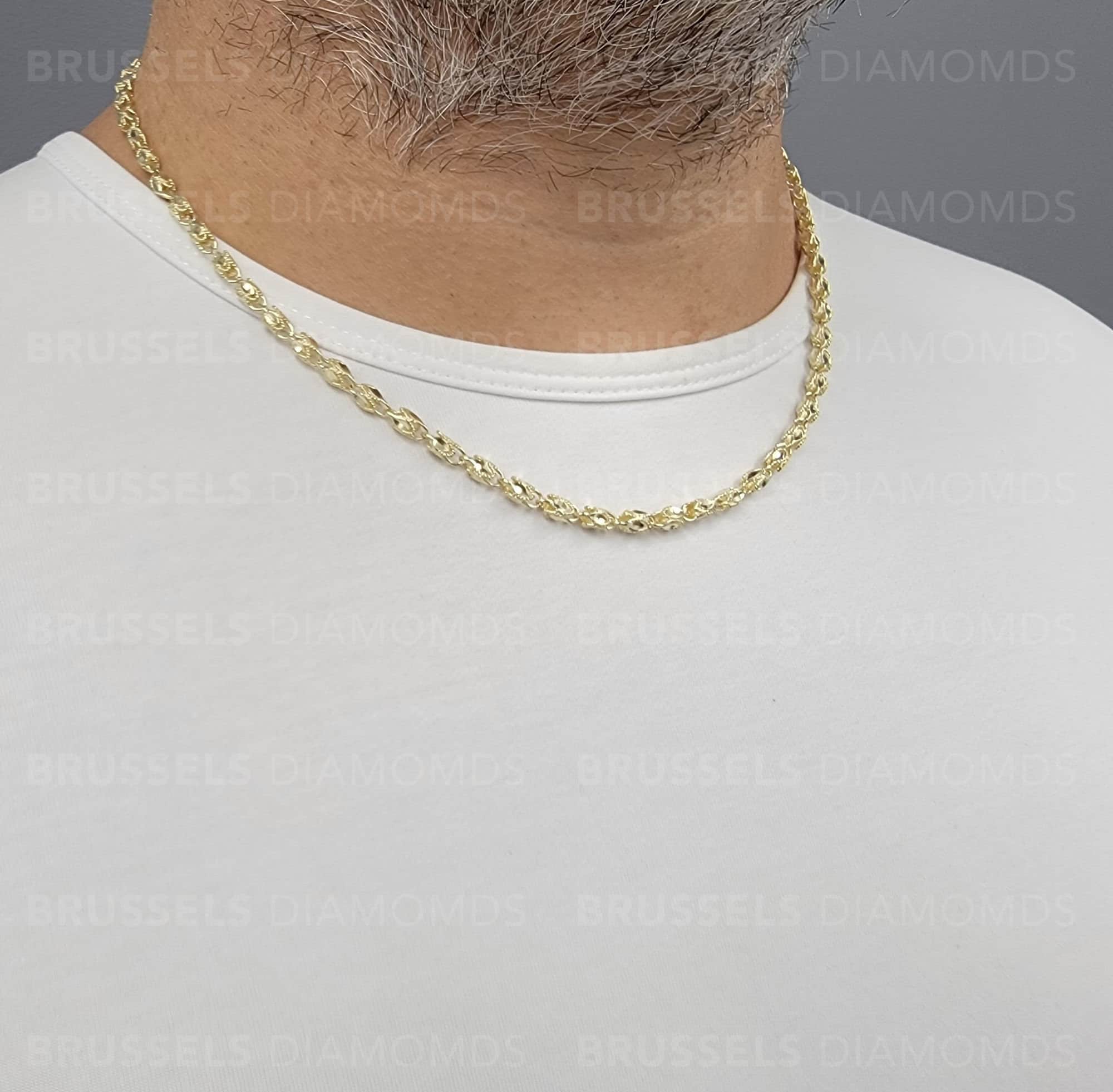 10K Solid Yellow Gold Turkish Rope Chain Necklace, 2.5MM 3MM 3.5MM