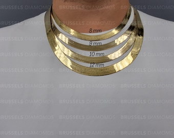 10K Solid Gold Herringbone Necklace Chain, 7MM 8MM 9MM 10MM