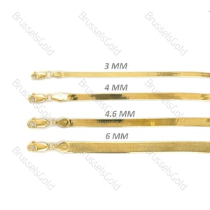 14K Solid Gold Herringbone Chain Bracelet, Real Solid Gold, 7&quot; 8&quot; Inch, 3mm, 4mm, 4.6mm, 6mm Thick, Women Bracelets, Real Gold Bracelet