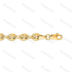14K Yellow Gold Puffed Mariner Anklet Chain, 4.7MM Thick, 10&quot; Inch, Real Gold, Anklet Chain, Women