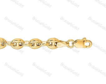 Cadena de tobillo estilo marinero abullonada de oro amarillo de 14 quilates, 4,7 mm de grosor, 25,4 cm (10"), oro auténtico, para mujer