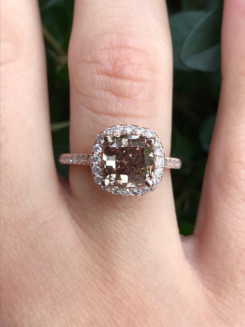 2.08 CT CHOCOLATE DIAMOND Engagement Ring 14K Rose Gold Etsy
