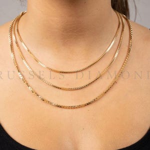 14k Solid Yellow Gold Shiny Box Chain Necklace 13 14k Solid Yellow Gold Shiny Box Chain Necklace 13