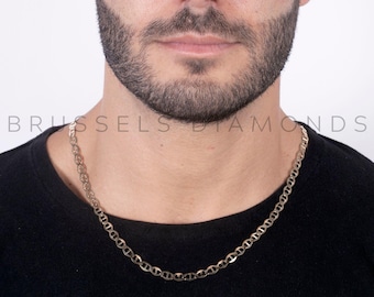 Solid 14K Yellow Gold Mariner Chain Necklace, 6MM Thick, 20" 22" 24", Real Gold Chain, SOLID GOLD LINKS Chain, Men Gold Chain, Women