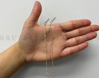 SOLID 14K Yellow Gold Figaro Chain Necklace, 1.3mm-1.9mm Thick, 16" 18" 20" 24" Inch, Real Gold Necklace, Yellow Gold Chain, Men Women