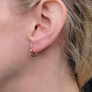 10K Yellow Gold 10mm Polished Hoop Earrings, 2mm Thick, Real Gold Hoops, Women Hoops, Round Hoop, Earring Set