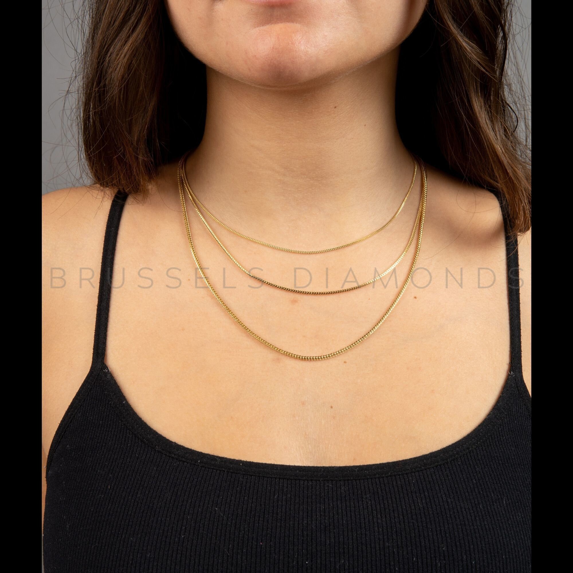 Buy 14K Solid Yellow Gold Franco Chain Necklace, 0.9MM 1.2MM 1.6MM Thick, 16  18 20 24 Inch, Real Gold Chain, Chain for Pendant, Women Online in India -  Etsy