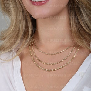 10K Solid Yellow Gold Turkish Rope Chain Necklace, 16