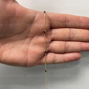 14K Solid Yellow Gold January Birthstone Natural Garnet By The Yard Bracelet, 7&quot; 8&quot; 9&quot; 10&quot;, Real Gold Bracelet, Women, Thin Gold Bracelet