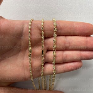 10K Solid Yellow Gold Turkish Rope Chain Necklace, 16