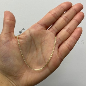 14K Solid Yellow Gold Chain Necklace, 1.8MM Thick, 16&quot; 18&quot; 20&quot; Inch, Square Wheat Chain, SOLID GOLD LINKS, Real Gold Chain, Women