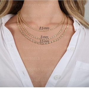 Solid 10K Yellow Gold Turkish Rope Chain Necklace, 16&quot; 18&quot; 20&quot; 22&quot; 24&quot; 26&quot; Inch, 2.5MM 3MM 3.5MM Thick, Real Gold Chain, SOLID GOLD, Women