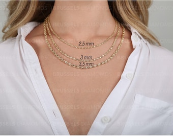 Solid 10K Yellow Gold Turkish Rope Chain Necklace, 16&quot; 18&quot; 20&quot; 22&quot; 24&quot; 26&quot; Inch, 2.5MM 3MM 3.5MM Thick, Real Gold Chain, SOLID GOLD, Women