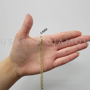 14K Two Tone REAL Gold Pave Curb Chain Necklace, 4.2MM Thick, 18Inch 20In 22&quot; 24&quot; Inch, 14k Yellow White Gold, Women