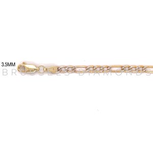 14K Yellow Gold Figaro Chain Necklace, 3.5mm Thick, 18&quot; 20&quot; 24&quot; Inch, Real Gold Chain, Figaro Link Necklace, Two Tone Gold, Women