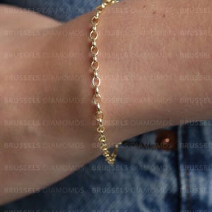 14K Real Yellow Gold Oval Link Bracelet, 3.2mm Thick, 7&quot; Inch, Real Gold Bracelet, 14K Gold Bracelet, Women