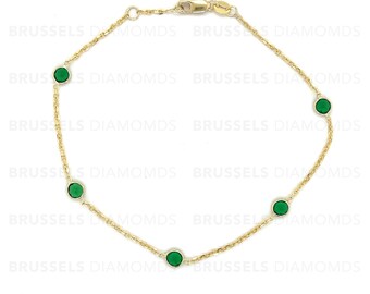 14K Solid Yellow Gold Emerald May Birthstone Anklet, By The Yard Anklet, Real Gold Anklet, Anklet Jewelry, Anklet Bracelet, Women