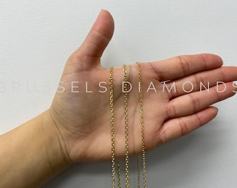 14K Solid Yellow Gold Cable Chain Necklace, 1.9MM - 2.6MM Thick, 16" 18" 20" 22" 24" 30", SOLID GOLD LINKS, Diamond Cut Link, Women