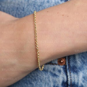 14K Yellow Gold Round Link Bracelet, 2.5MM Thick, 7&quot; Inch, Real Gold Bracelet, Women