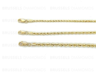 Catene A Corda In Oro Giallo 10k, Collana In Oro Massiccio 10k, 2 Mm 3 Mm 4 Mm 5 Mm, 16" 18" 20" 22" 24", Con Robusta Chiusura A Moschettone, Di TILO Jewelry - Italia - Foto 7
