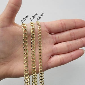 14K Real Yellow Gold Curb Chain Necklace, 4.4MM 5.3MM 6.2MM 18&quot; 20&quot; 22&quot; 24&quot;, REAL Gold Chain Necklace, Gold Link Chain, Men Women