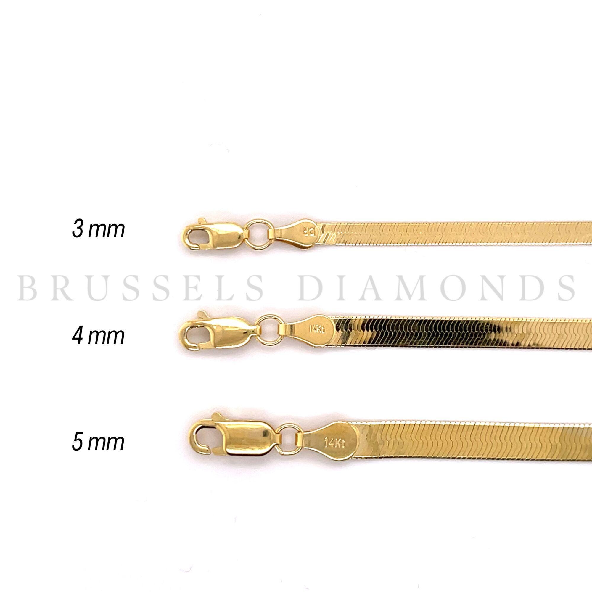 Massive 14k Gold Fischgrät Halskette - 2,3 MM, 3,5 MM