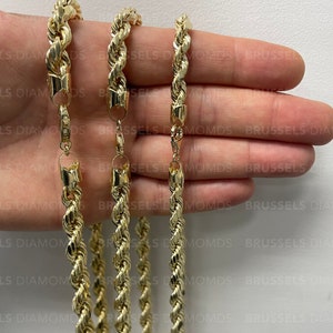 10K Real Yellow Gold Rope Chain Necklace, 7MM 8MM 9MM Thick, 18" 20" 22" 24" 26" 28" 30" Inch, Real Gold Chain, Diamond Cut Chain, Men Women image 9