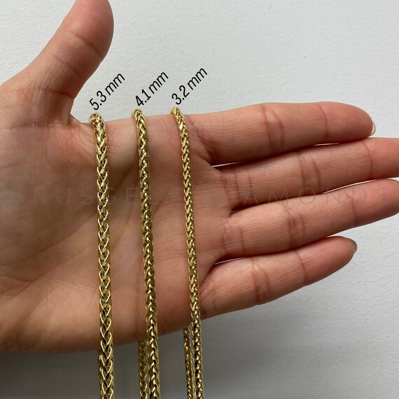 Buy Wheat Chain Necklace 14k Yellow Gold Diamond Cut Chain Real