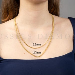 14K Solid Yellow Gold Franco Chain Necklace, 2.2MM 2.7MM Thick, 18&quot; 20&quot; 22&quot; 24&quot;, SOLID GOLD LINKS, Real Gold Chain, Chain For Pendant, Women