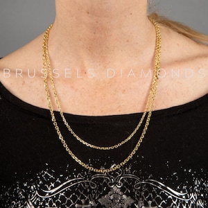 14K Solid Gold Cable Link Chain Necklace, 2.9mm 3.7mm Thick, 18" 20" 22" 24' Inch, Real 14K Gold, Diamond Cut Necklace, SOLID GOLD, Women