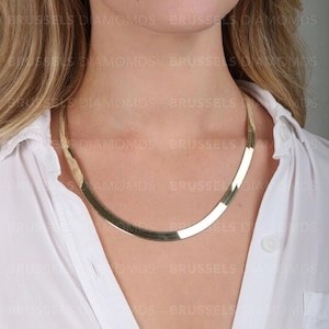 SOLID 10K Yellow Gold Herringbone Chain Necklace, 7MM Thick, 16&quot; 18&quot; 20&quot; 22&quot; 24&quot; Inch, Real Gold Herringbone, High Polished Necklace, Women