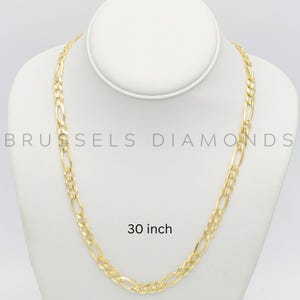 14K SOLID Yellow Gold Figaro Link Chain Necklace, 7MM Thick, 20&quot; 22&quot; 24&quot; 30&quot; Inch, Real Gold Chain, SOLID Gold LINKS, Mens Gold Chain, Men