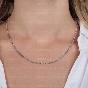 14K Real White Gold Round Link Chain Necklace, 2.5MM Thick, 16&quot; 18&quot; 20&quot; 22&quot; 24&quot; 30&quot;, Real Gold Chain, Rolo Chain, Chain For Pendant, Women
