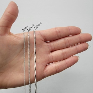 14K SOLID White Gold Gourmette Chain Necklace, 1mm 1.5mm 2mm Thick, 16&quot; 18&quot; 20&quot; 24&quot; Inch, Real Gold Chain, SOLID Links Gold Chain, Women
