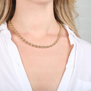14K Yellow Gold Rolo Chain Necklace, 6.2mm Thick, 18" Long, REAL Gold Chain, Round Link Chain, Women