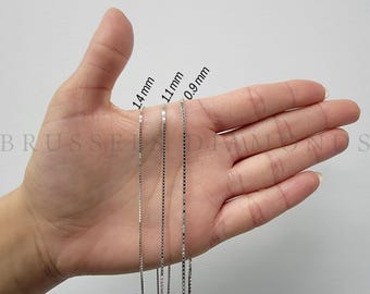 14K SOLID White Gold Box Chain Necklace, 0.9MM 1.1MM 1.4MM Thick, 16" 18" 20" 22" 24" 30" Inch, SOLID Gold Links, REAL Gold Chain, Women