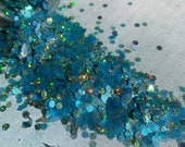 Turquoise and Gold Compostable GLITTER fine to chunky plant-based eco glitter aloe