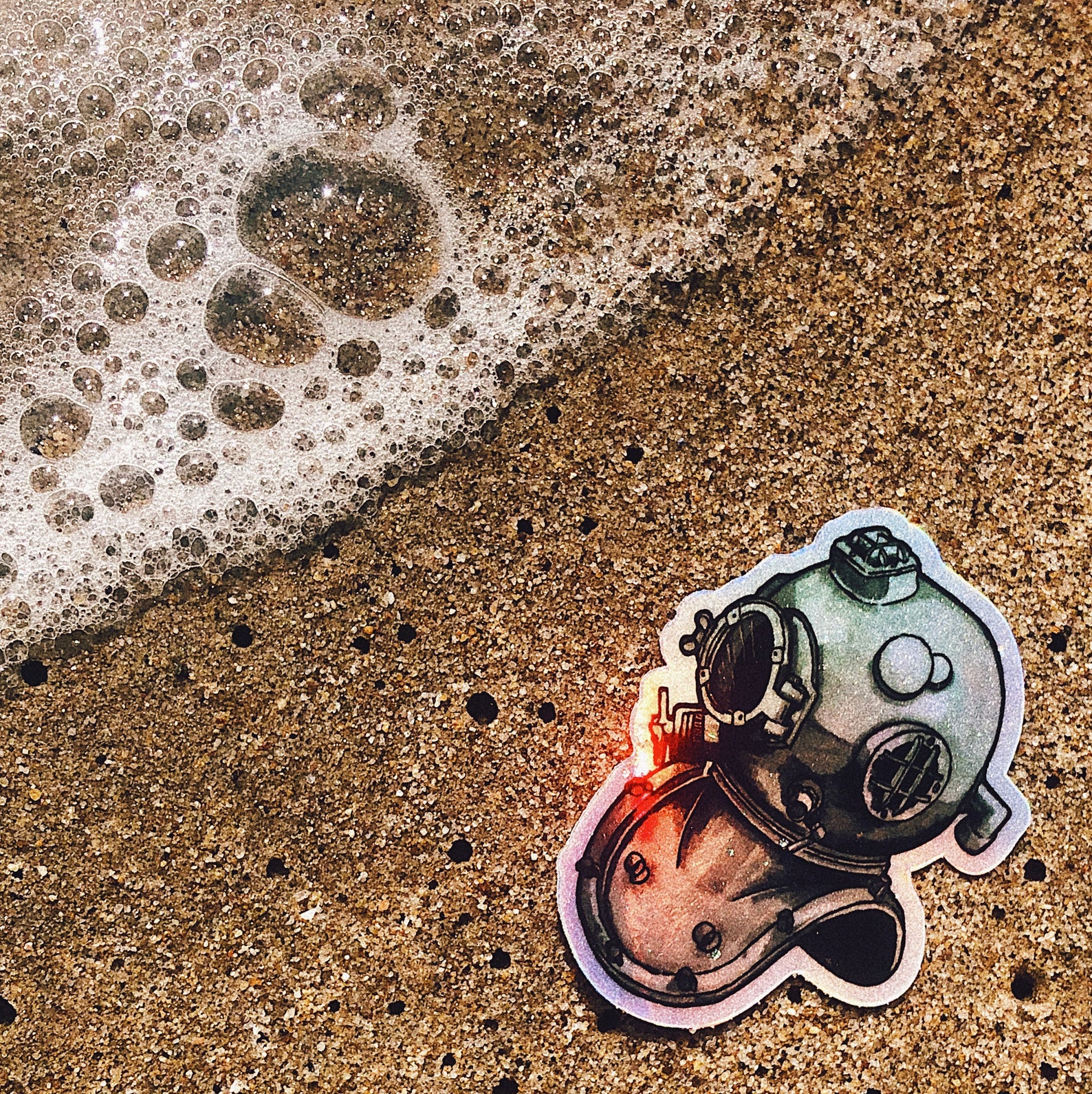 Holographic Vintage Diving Helmet Sticker - Etsy