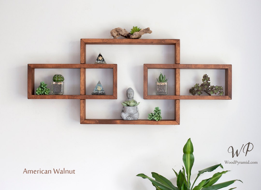 Solid Wood Display Shelf 33.5x 14. Rectangular Floating Wall Shelf Unit
