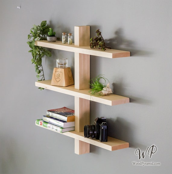 Floating Bookshelf Wall Hanging Bookshelf Solid Wood Etsy