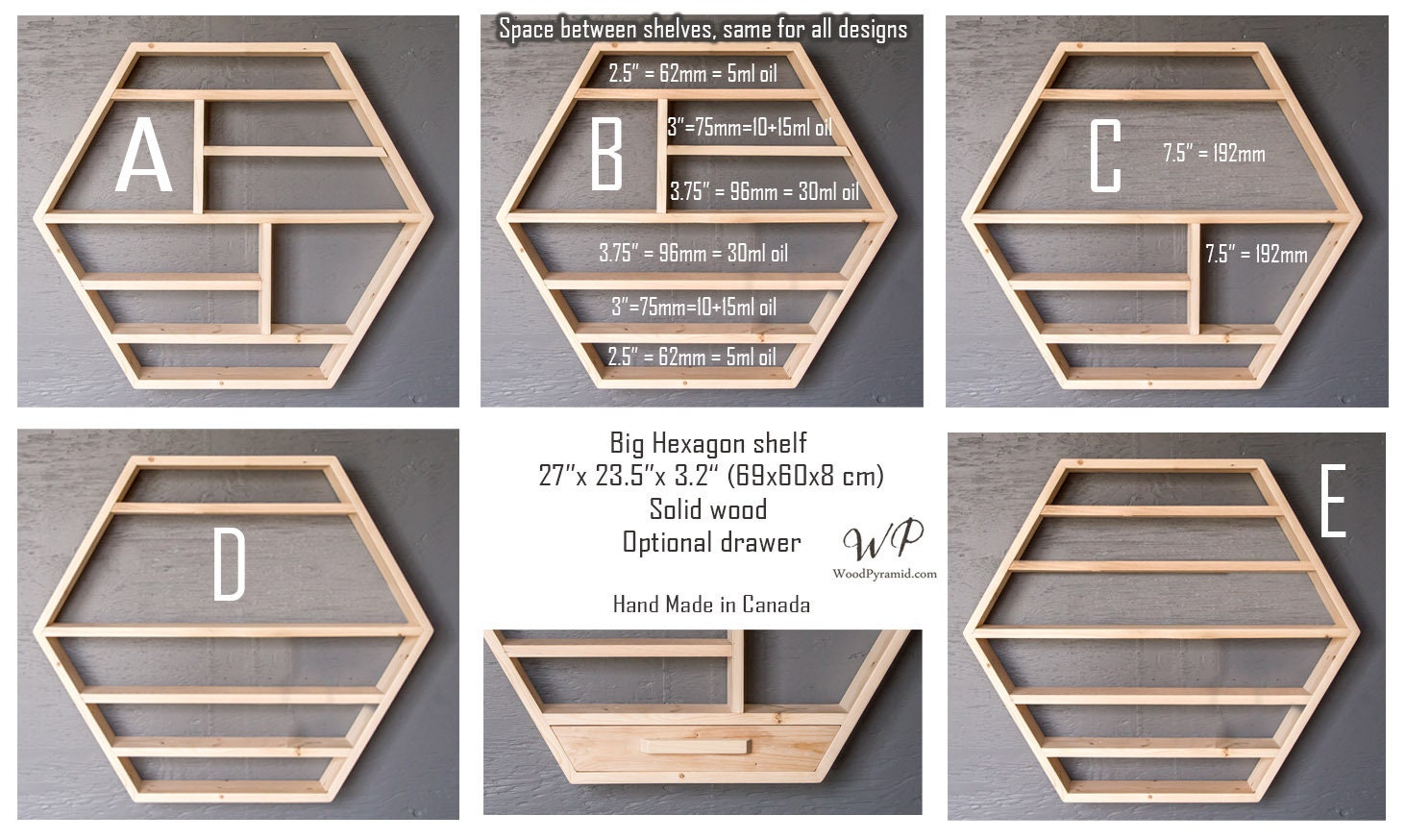 Large Hexagon Shelf 27x23.5. Essential Oil Shelf. Etsy Canada